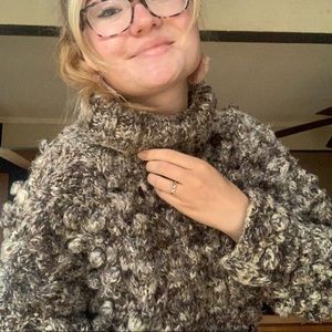 Vintage Karen Millen Oversized Hand Knitted Wool Sweater Cottage Core